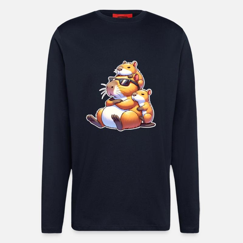 Capybara papa - Longsleeve - made by SPREAD  - DARK NAVY