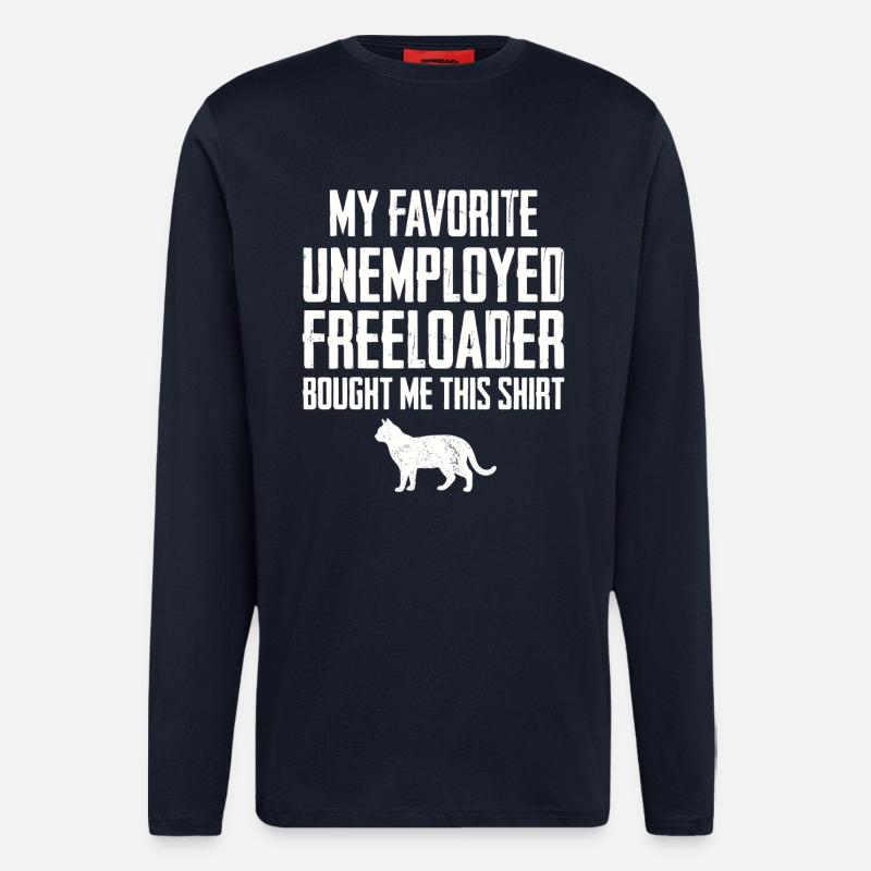 Chat Drôle de Profiteur - Manches longues bio décontracté fabriqué en UE - DARK NAVY
