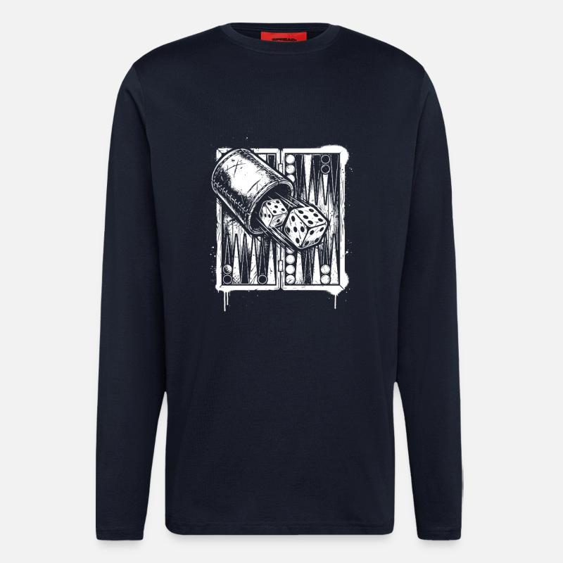 Backgammon | Brettspiel | Geschenk - Langarmshirt - made by SPREAD  - DARK NAVY