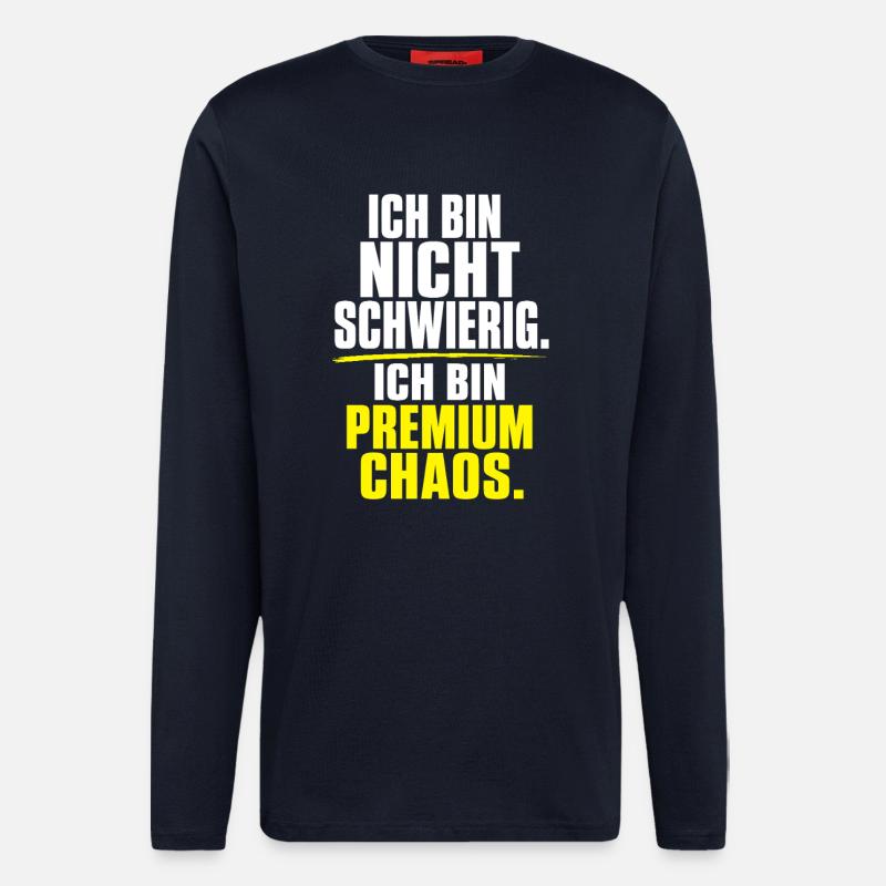 Premium Chaos – Nicht Schwer - Langarmshirt - made by SPREAD  - DARK NAVY