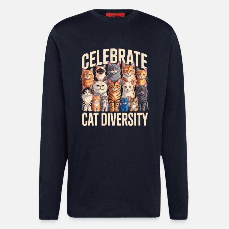 Celebrate Cat Diversity Katzen - Langarmshirt - made by SPREAD  - DARK NAVY