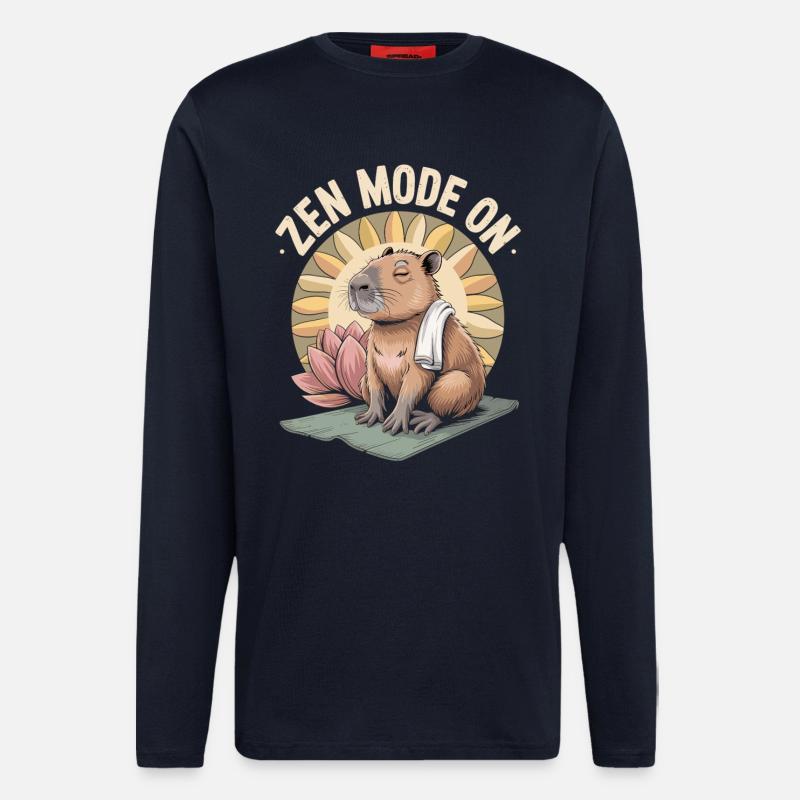 Capybara T-Shirt Zen Mode On - Longsleeve - made by SPREAD - DARK NAVY