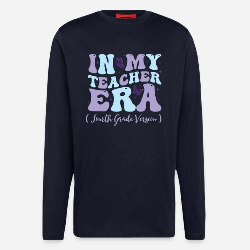 À l’époque de mon enseignant, quatrième - Manches longues bio décontracté fabriqué en UE - DARK NAVY