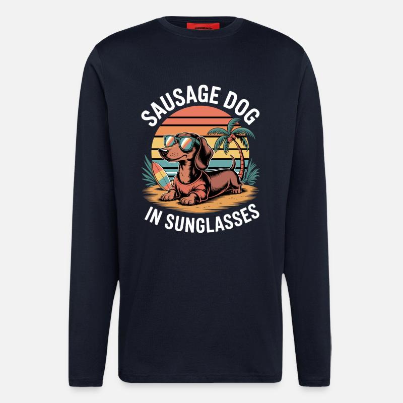 Teckel de plage - Manches longues bio décontracté fabriqué en UE - DARK NAVY