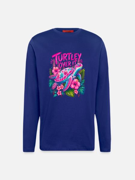 Turtley Over It Cute Turtle Flower - Longsleeve - made by SPREAD  - DARK NAVY