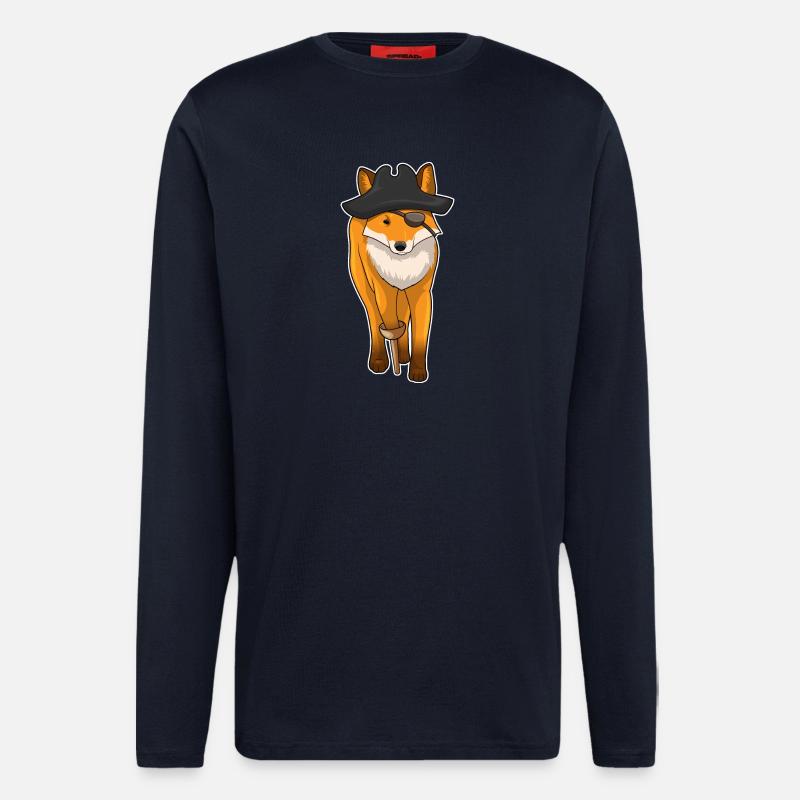Fox Pirate Eye Patch - Manches longues bio décontracté fabriqué en UE - DARK NAVY