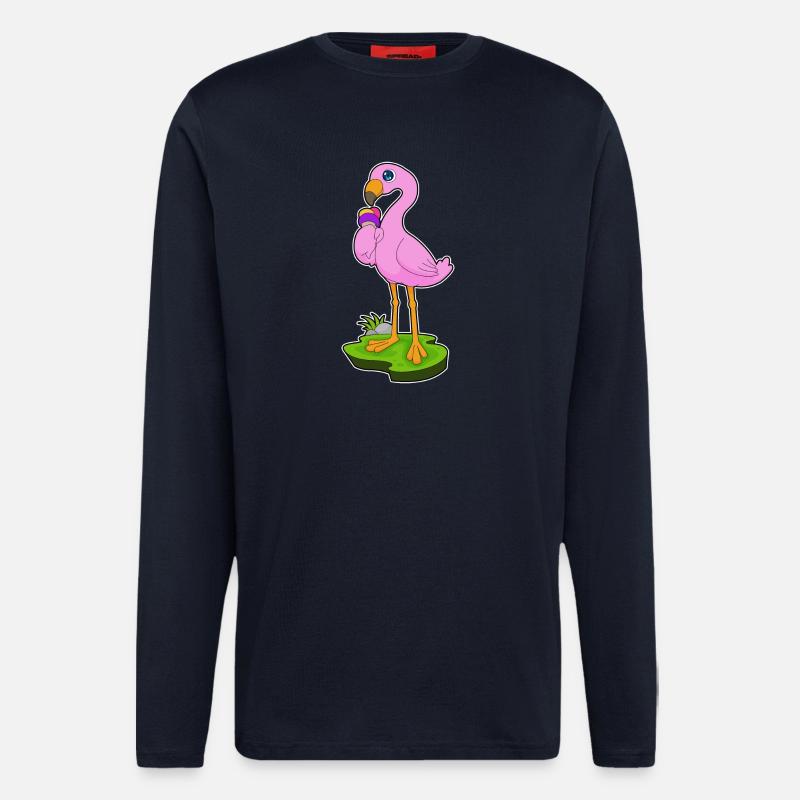 Flamingo Waffeleis - Langarmshirt - made by SPREAD  - DARK NAVY