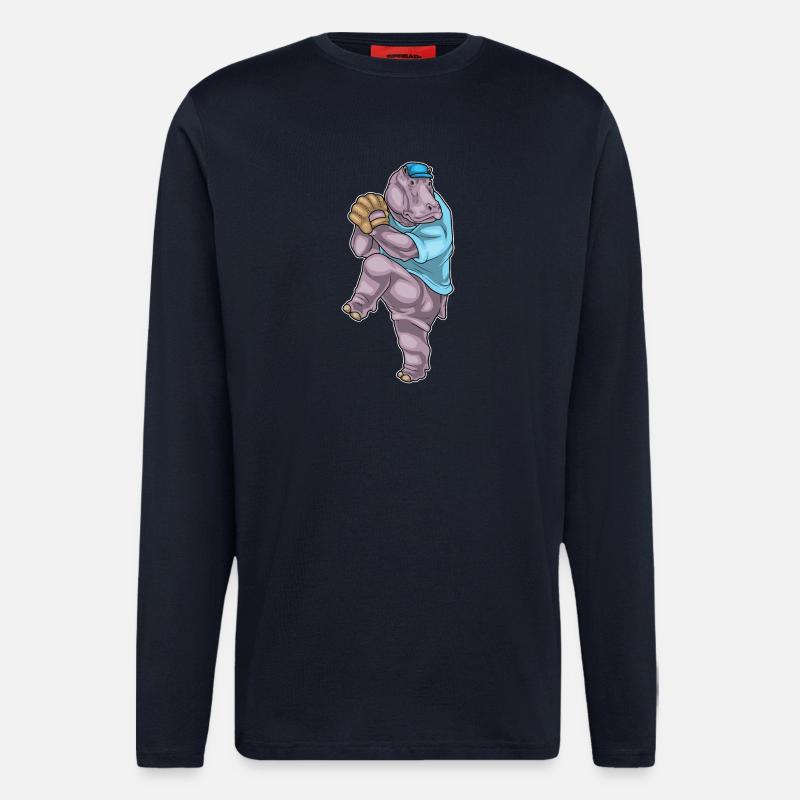 Nilpferd Baseball Baseballhandschuh - Langarmshirt - made by SPREAD  - DARK NAVY