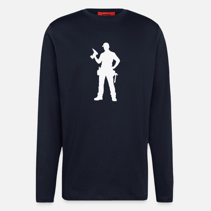 Craftsman silhouette with tools - Longsleeve - made by SPREAD  - DARK NAVY