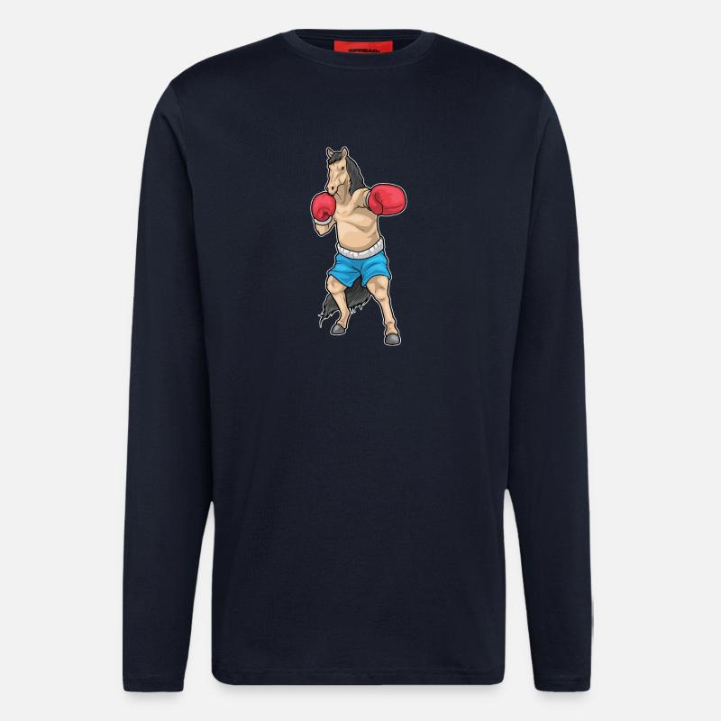 Pferd Boxer Boxhandschuhe Boxen - Langarmshirt - made by SPREAD  - DARK NAVY