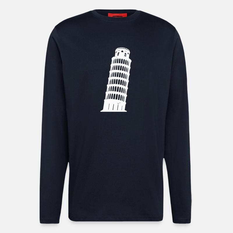 Pisa Turm Silhouette Monochrom - Langarmshirt - made by SPREAD - DARK NAVY