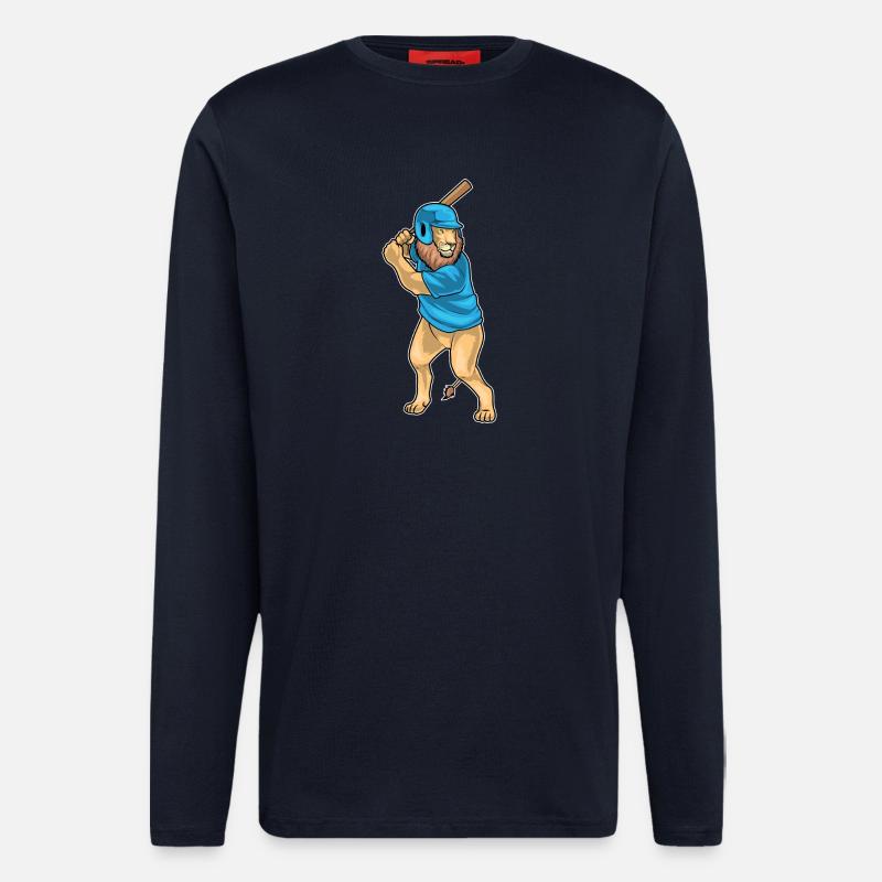 Löwe Baseball Baseballschläger - Langarmshirt - made by SPREAD  - DARK NAVY