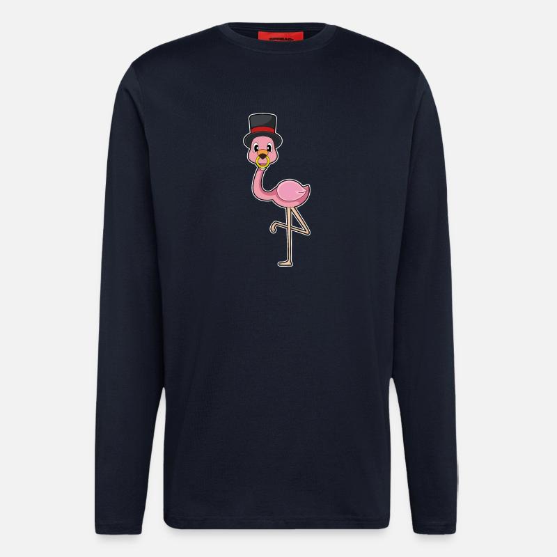 Flamingo Bräutigam Ehering Hochzeit - Langarmshirt - made by SPREAD - DARK NAVY