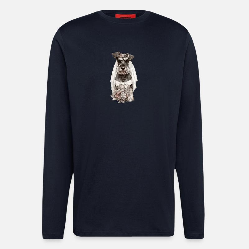 Schnauzer Bride with Flowers - Longsleeve - made by SPREAD  - DARK NAVY