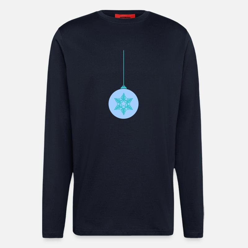 Weihnachtskugel Schneeflocken Blau Ornament - Langarmshirt - made by SPREAD  - DARK NAVY