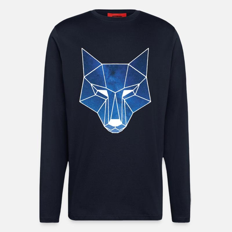 White wolf and starry sky - Longsleeve - made by SPREAD - DARK NAVY