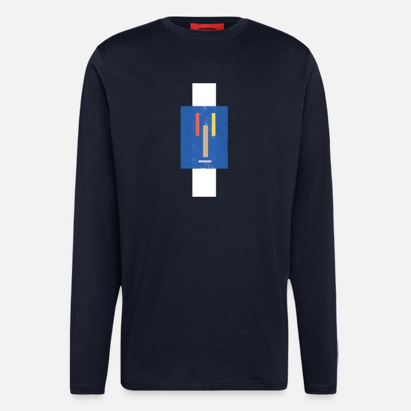 Visage abstrait sur un pull - Manches longues bio décontracté fabriqué en UE - DARK NAVY