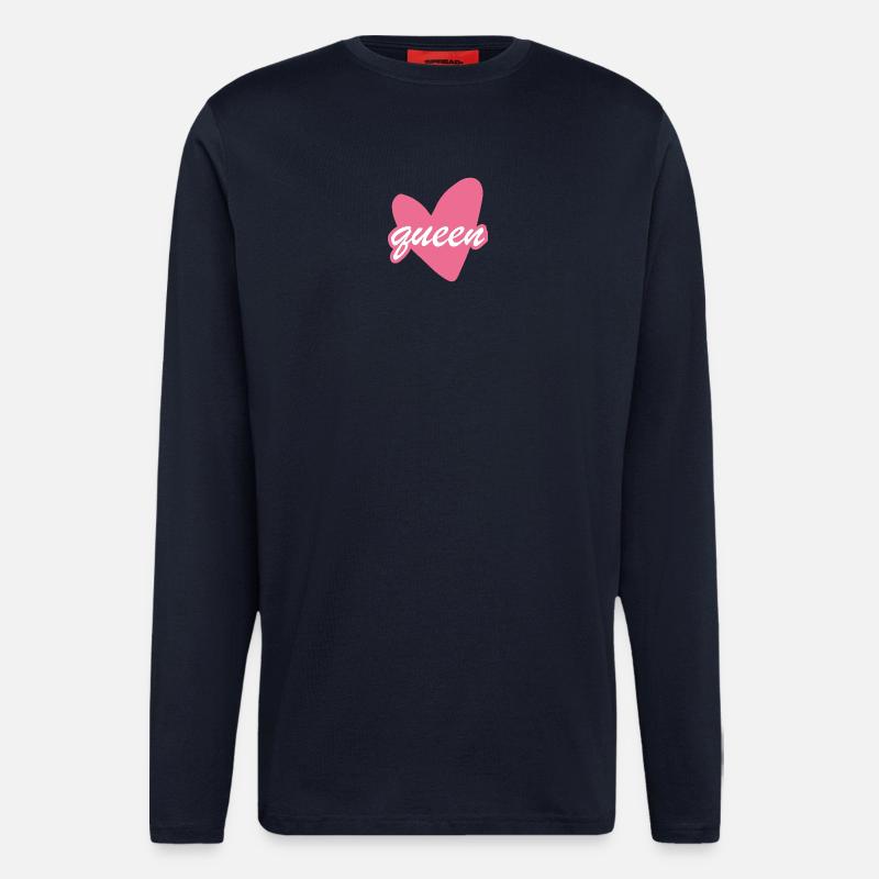 Queen Heart Script Herz Girl - Langarmshirt - made by SPREAD - DARK NAVY
