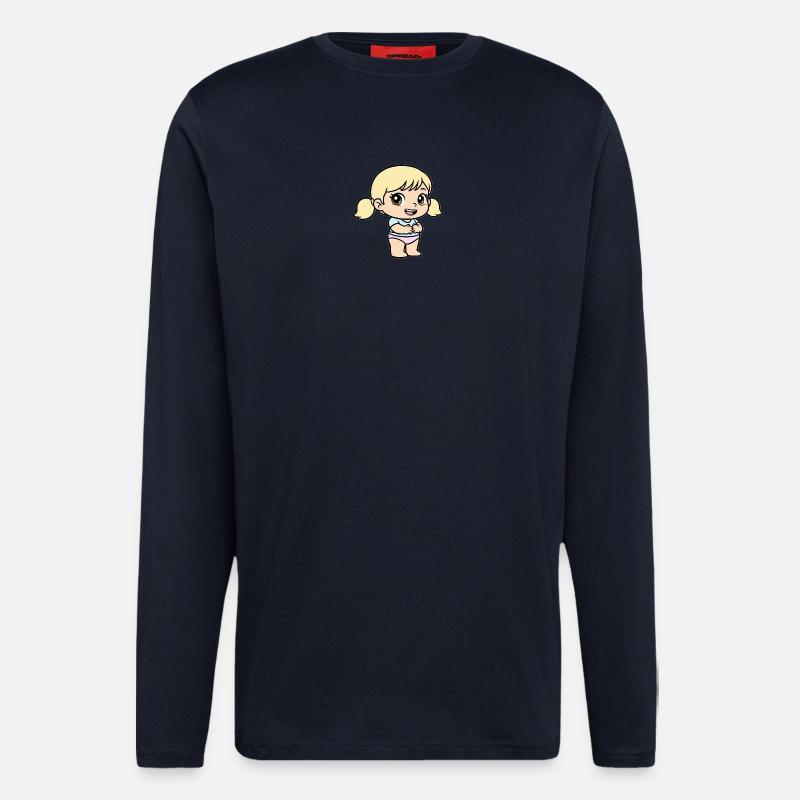 Kleines pastellblondes Cartoon-Mädchen - Langarmshirt - made by SPREAD  - DARK NAVY