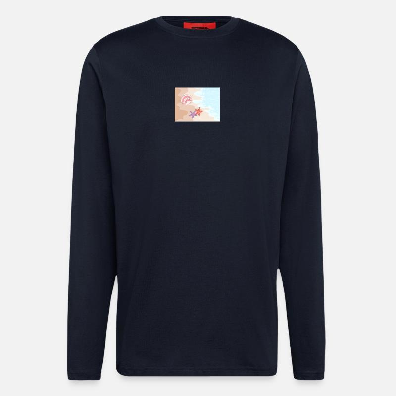Sommerstrand Seesterne und Muscheln - Langarmshirt - made by SPREAD  - DARK NAVY