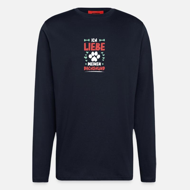 J’adore mon teckel - Manches longues bio décontracté fabriqué en UE - DARK NAVY