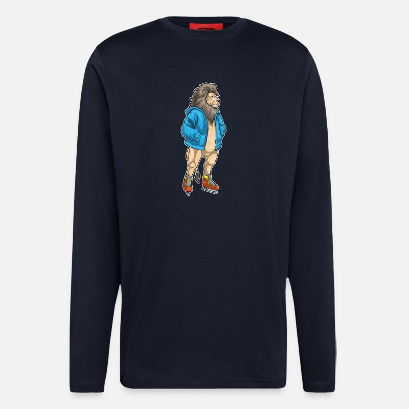 Löwe Eislaufen Schlittschuhe Wintersport - Longsleeve - made by SPREAD  - DARK NAVY