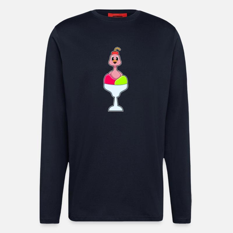 Flamingo Eisbecher - Langarmshirt - made by SPREAD - DARK NAVY
