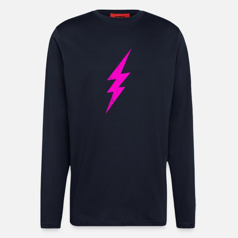Leuchtender Pinker Blitz - Langarmshirt - made by SPREAD  - DARK NAVY