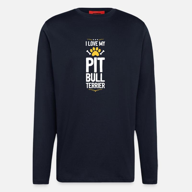 Ich liebe Pitbull Terrier - Langarmshirt - made by SPREAD  - DARK NAVY