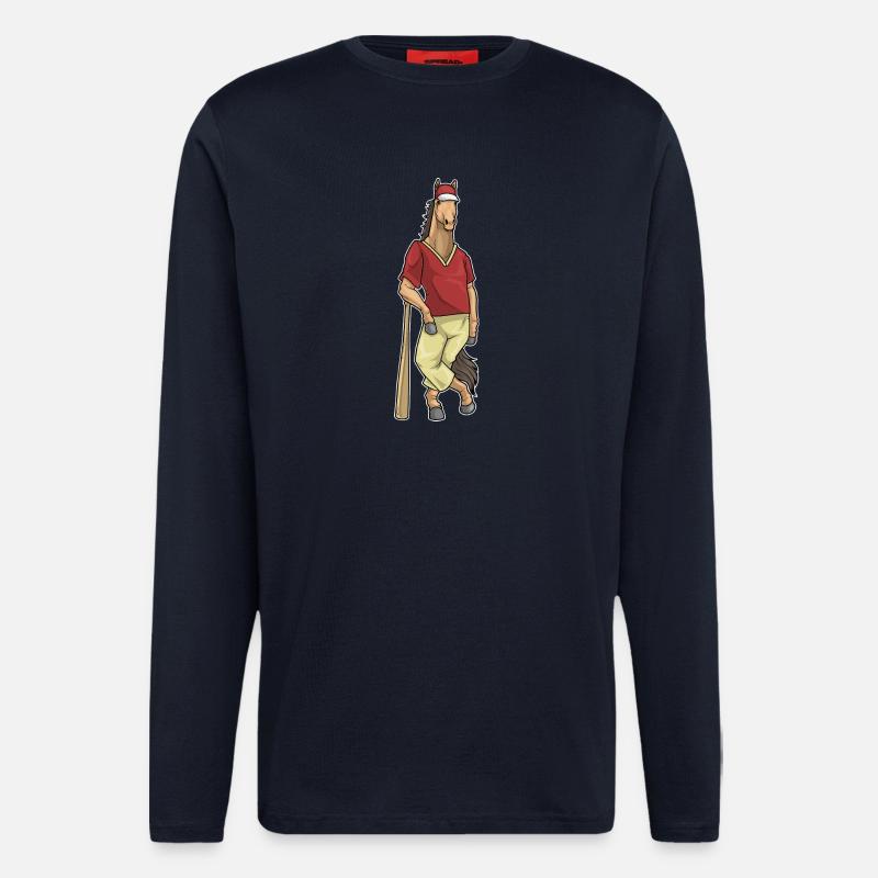 Pferd Baseball Baseballschläger - Langarmshirt - made by SPREAD - DARK NAVY