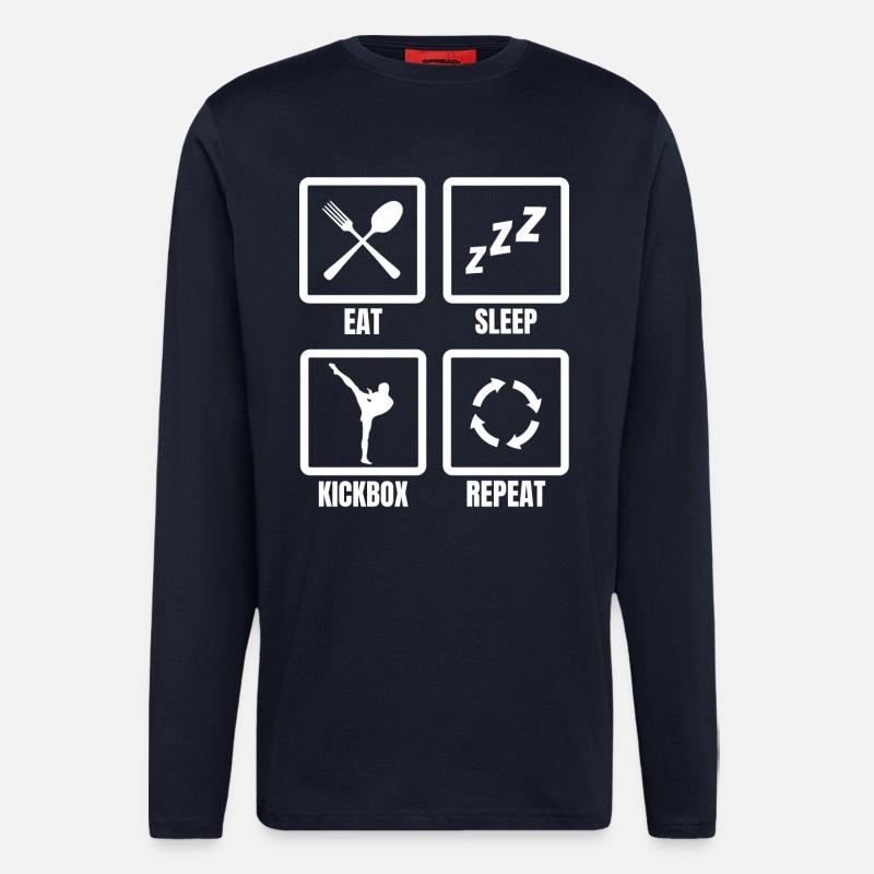 Manger du sommeil Kickbox Répéter - Manches longues bio décontracté fabriqué en UE - DARK NAVY