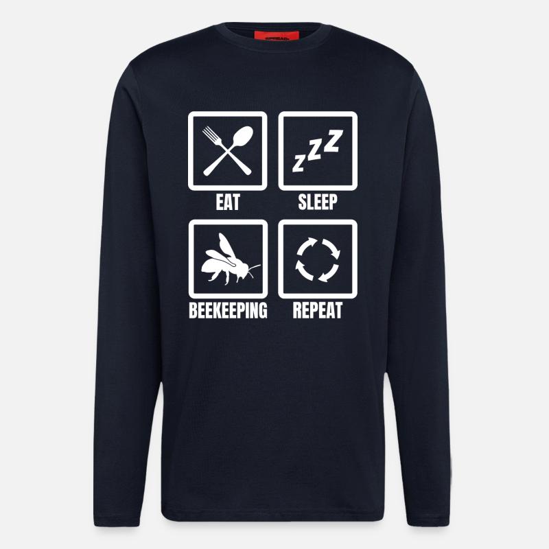 eating sleep beekeeping repeat - Longsleeve - made by SPREAD - DARK NAVY