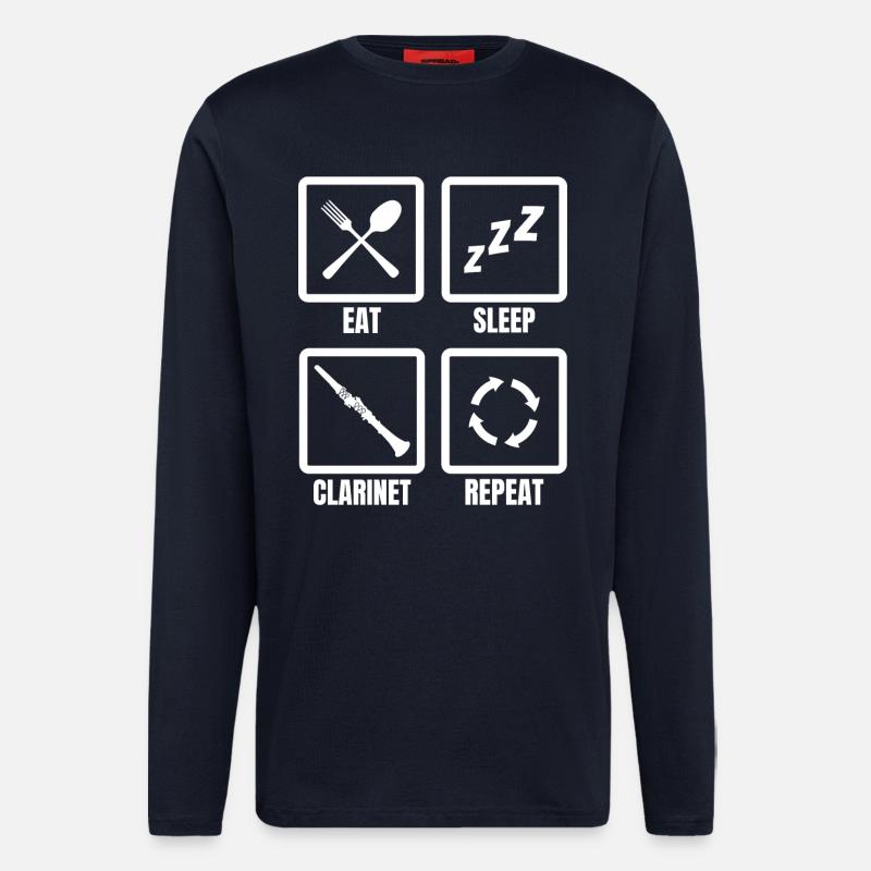 Eat Sleep Clarinet Repeat - Langarmshirt - made by SPREAD  - DARK NAVY