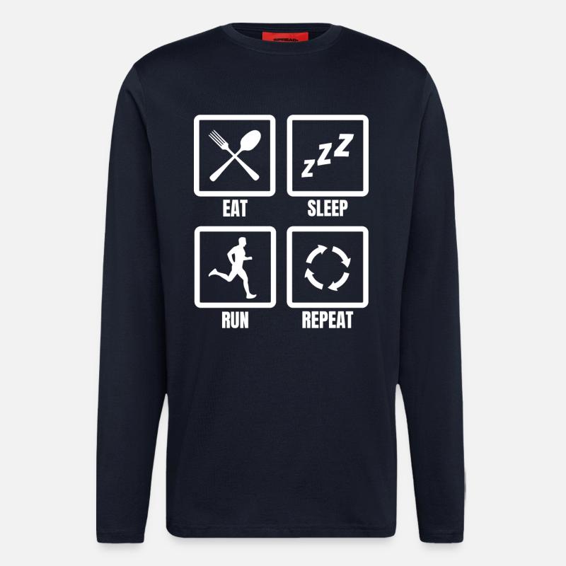 Routine du coureur - Manches longues bio décontracté fabriqué en UE - DARK NAVY