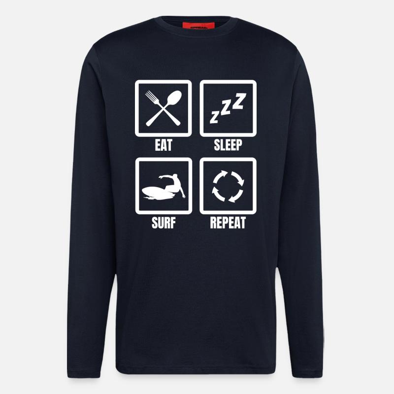 Eating, sleeping, surfing, repeating - Longsleeve - made by SPREAD  - DARK NAVY