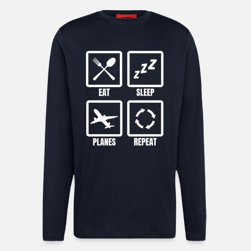 Manger des plans de sommeil Répéter - Manches longues bio décontracté fabriqué en UE - DARK NAVY
