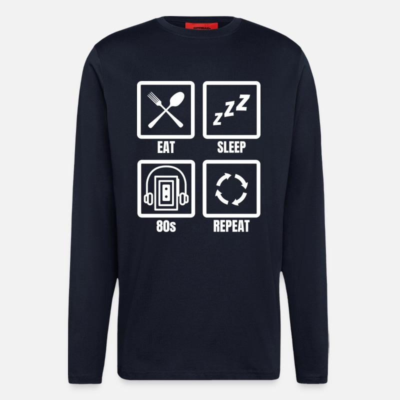 Eat Sleep 80s Repeat - Longsleeve - made by SPREAD  - DARK NAVY