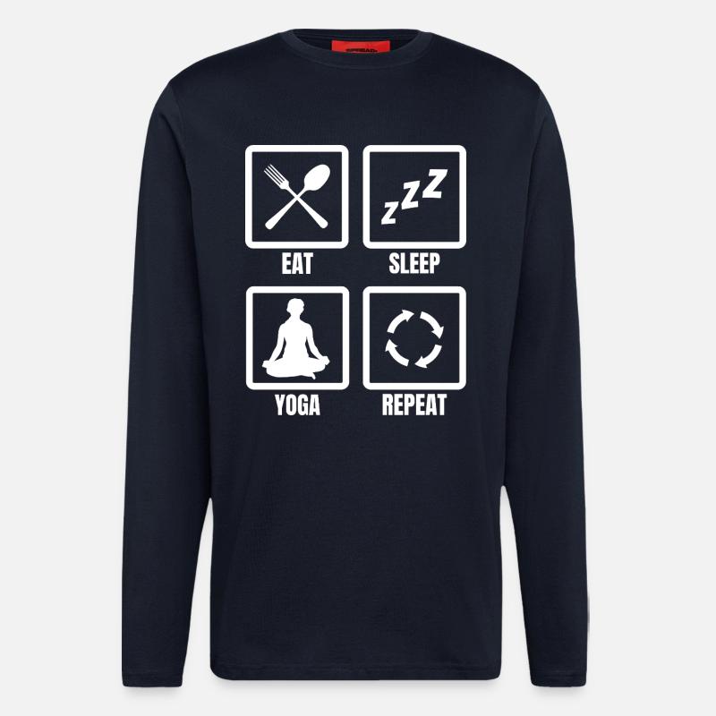 Manger dormir Yoga Répéter - Manches longues bio décontracté fabriqué en UE - DARK NAVY