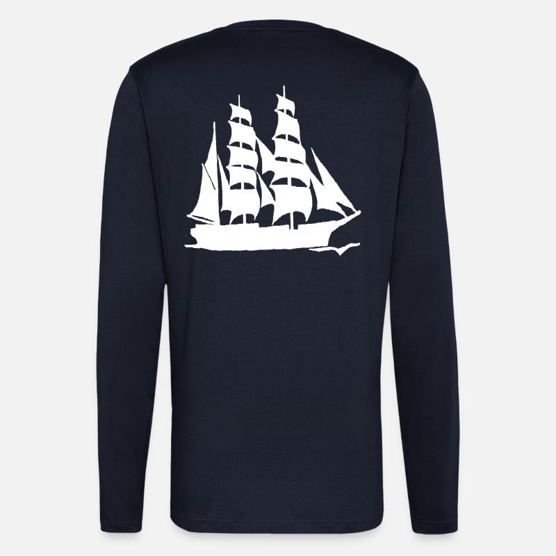 LARGE-FORMAT WHITE SAILBOAT - Longsleeve - made by SPREAD  - DARK NAVY