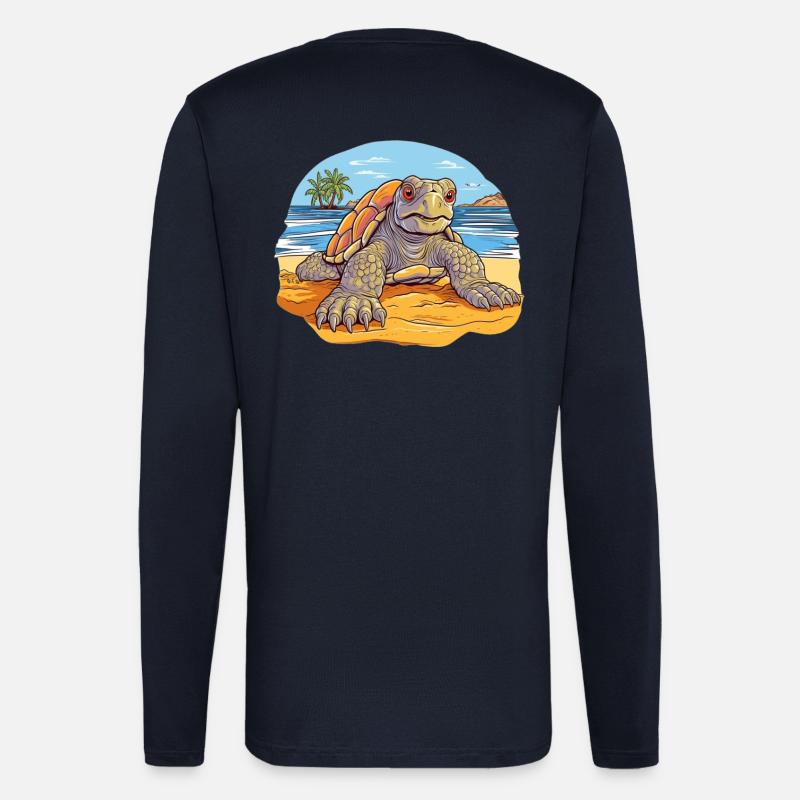 Turtle on the Beach Illustration - Longsleeve - made by SPREAD - DARK NAVY