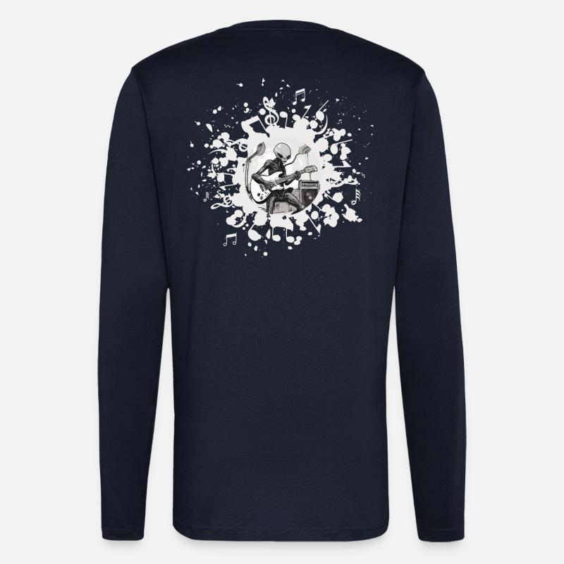Alien Musiker mit Gitarre - Langarmshirt - made by SPREAD  - DARK NAVY