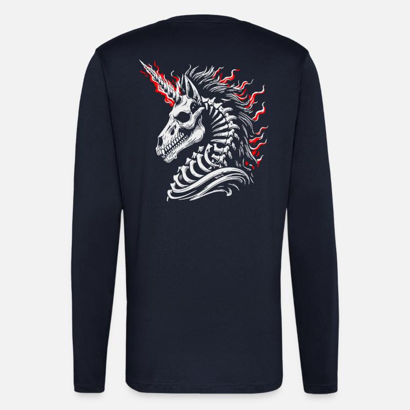 Flammendes Skelettross - Langarmshirt - made by SPREAD  - DARK NAVY