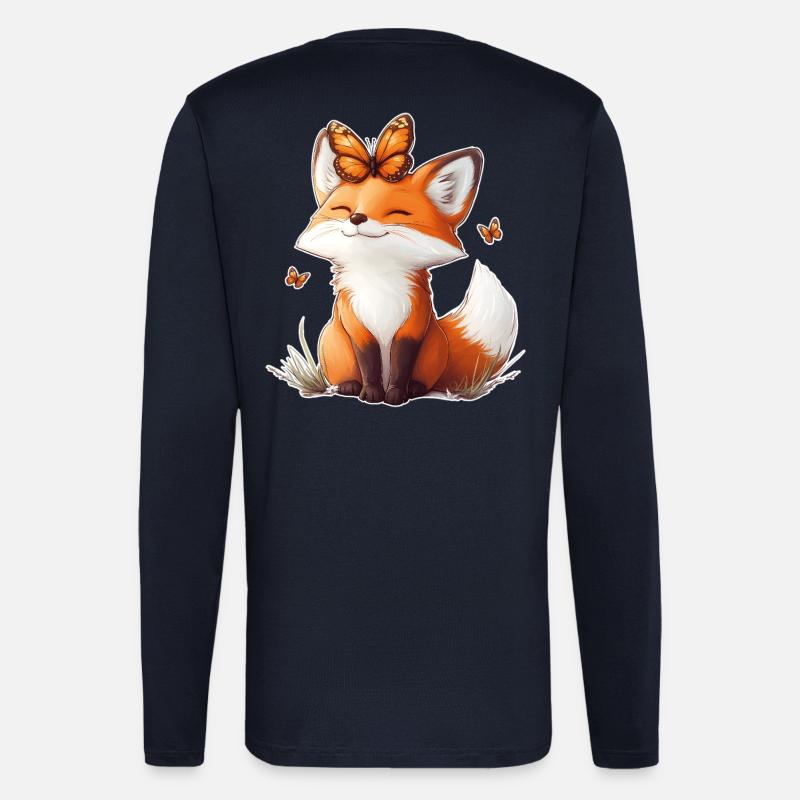 Fuchs und Schmetterling - Langarmshirt - made by SPREAD  - DARK NAVY