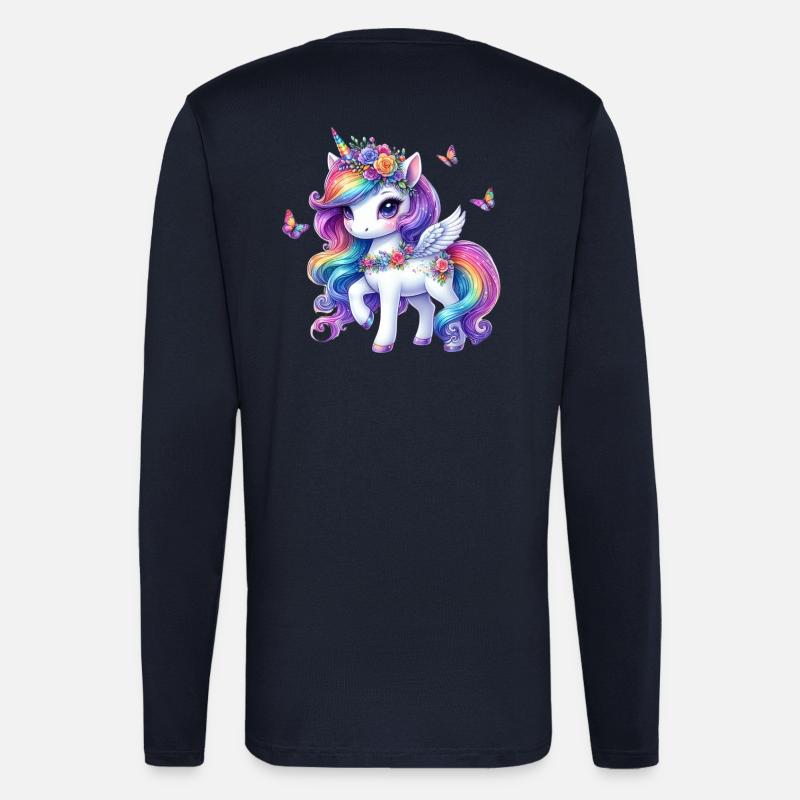 Regenbogenblüte Einhorn Flügel - Langarmshirt - made by SPREAD  - DARK NAVY