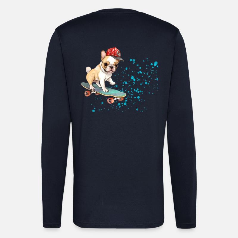 Skateboard Bulldog mit Cap - Langarmshirt - made by SPREAD  - DARK NAVY