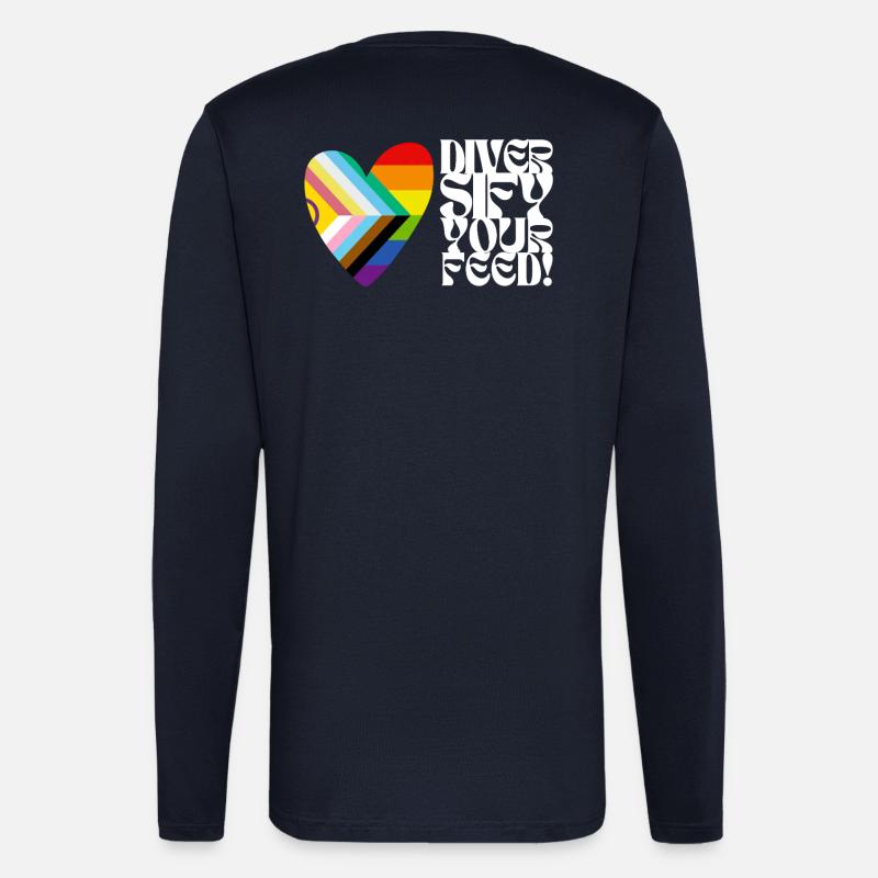 🌈♿ Diversify Your Feed–Progress Pride&Disability - Langarmshirt - made by SPREAD  - DARK NAVY