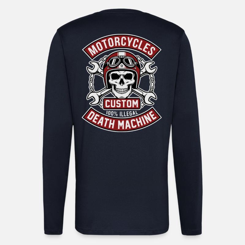 Skull with helmet and wrench - Longsleeve - made by SPREAD  - DARK NAVY
