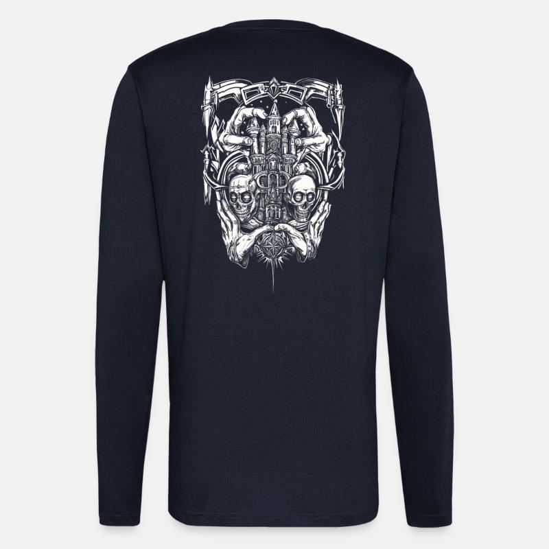 conception de tatouage streetpunk - Manches longues bio décontracté fabriqué en UE - DARK NAVY