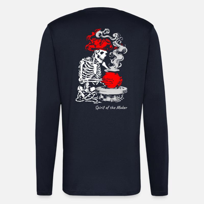 Der Geist des Schöpfers – Skelett-Handwerksdesign - Langarmshirt - made by SPREAD  - DARK NAVY