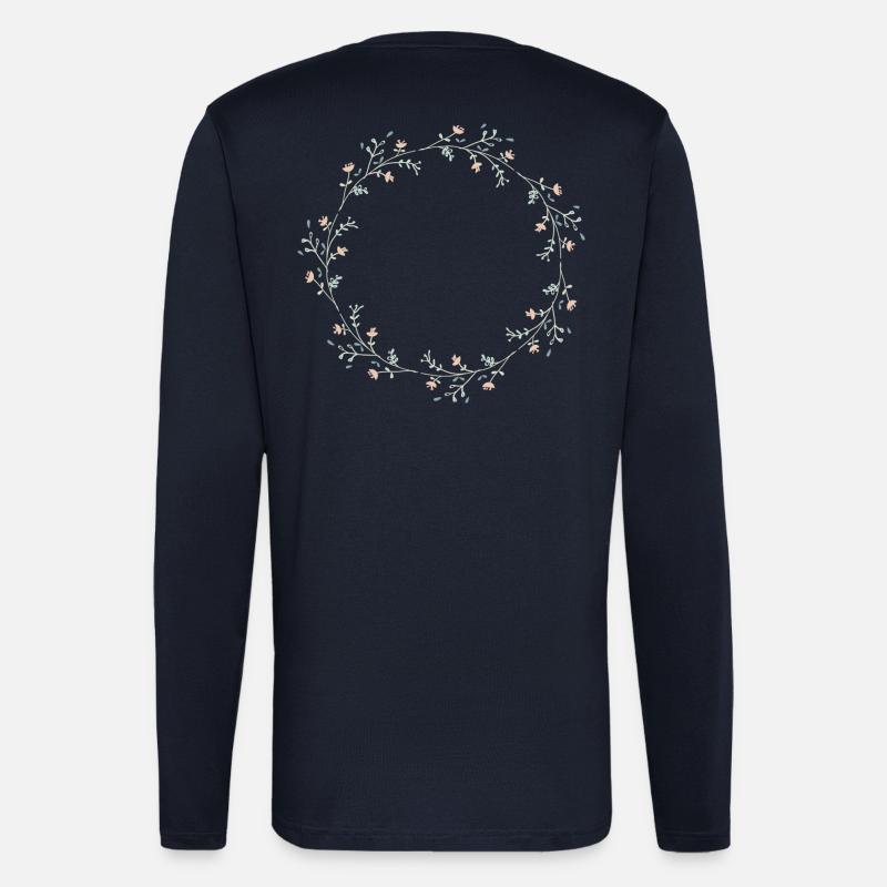 Fleurs - Manches longues bio décontracté fabriqué en UE - DARK NAVY